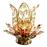 Thumbnail for Puja N Pujari Brass Lotus Shape Crystal Akhand Diya