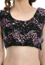 Thumbnail for All Season Wear Wine And Black Colour Ruffled Ready To Wear Saree