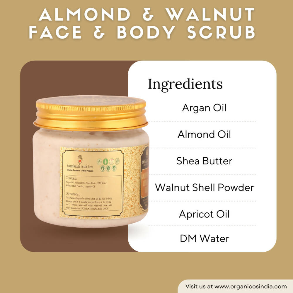 Organicos Almond+Walnut Face & Body Scrub - Distacart