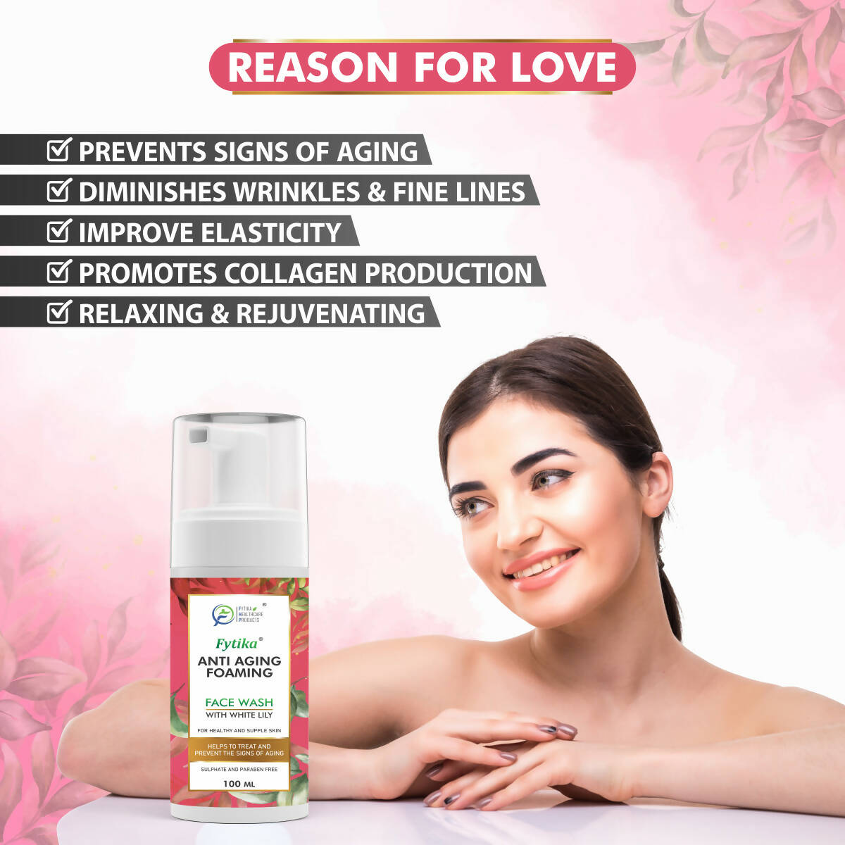 Fytika Anti Aging Foaming Face Wash with White lily - Distacart