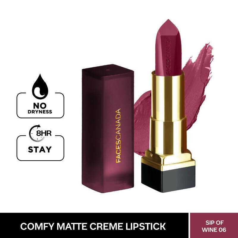 Faces Canada Comfy Matte Creme Lipstick - Sip Of Wine 06 - Distacart