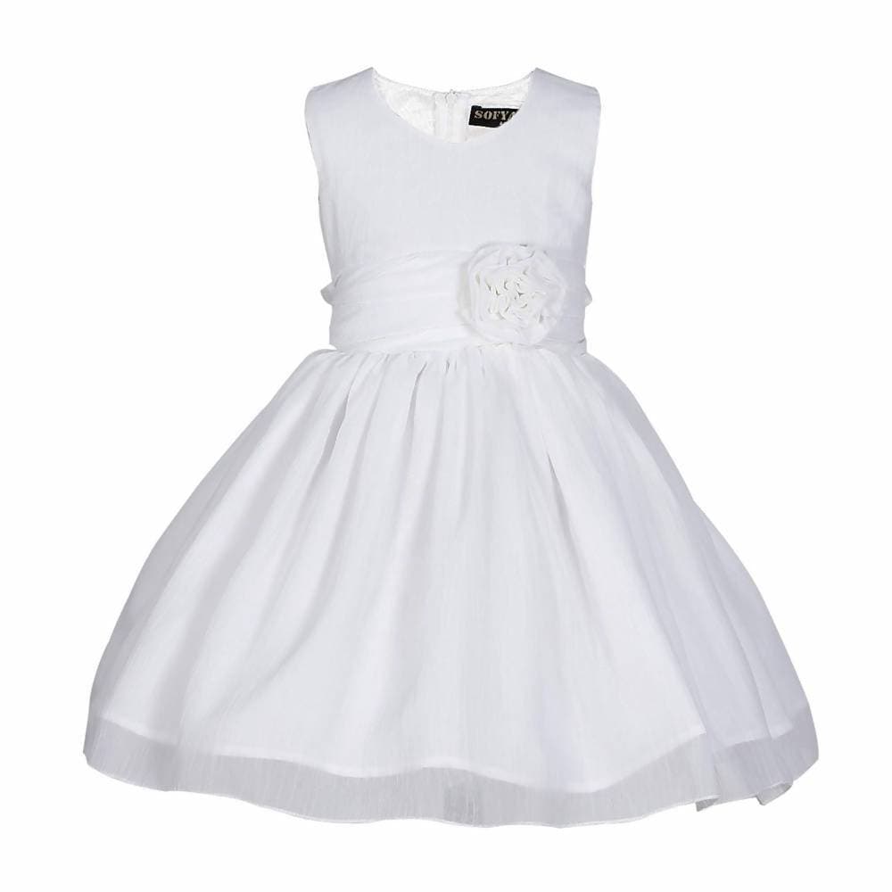 Asmaani Baby Girl's White Colour Satin A-Line Maxi Full Length Dress (AS-DRESS_22170) - Distacart