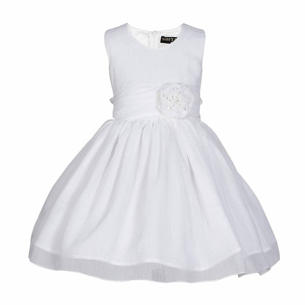 Asmaani Baby Girl's White Colour Satin A-Line Maxi Full Length Dress (AS-DRESS_22170) - Distacart
