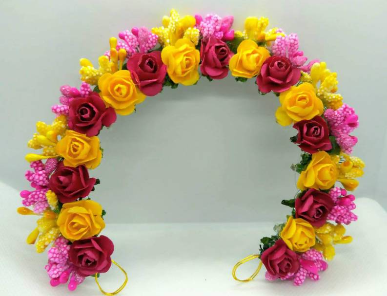 Pink & Yellow Flower Hair Gajra