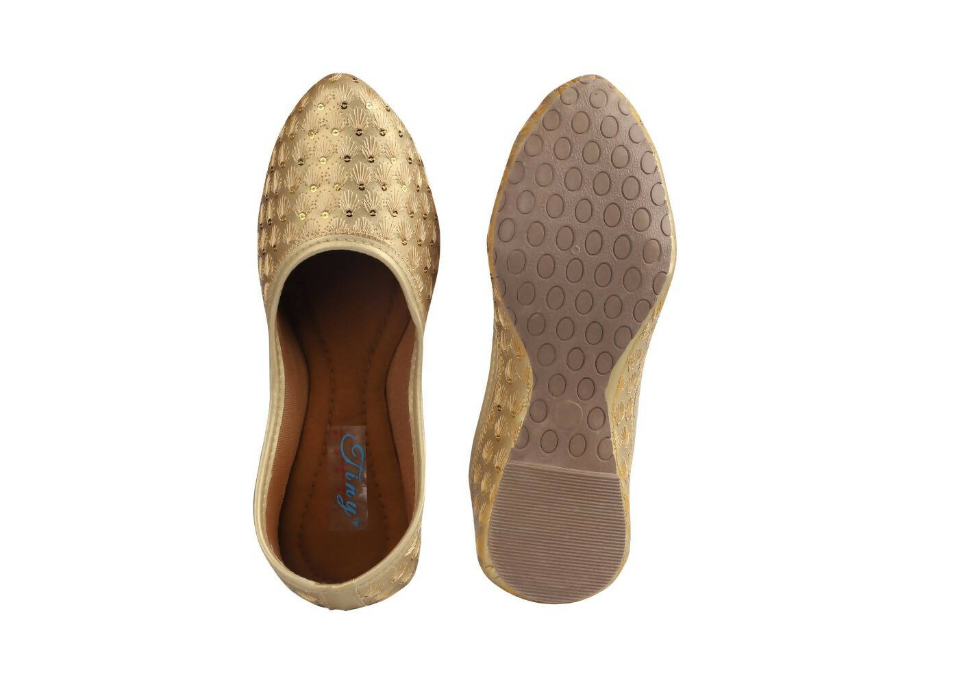 Tiny Bugs Girls Sequin Detailing Ethnic Juttis - Gold - Distacart