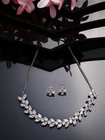 Thumbnail for NVR Women Silver-Plated American Diamond Jewellery Set Necklace & Earrings - Distacart
