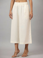 Thumbnail for Juniper Women's Ivory Cotton Flex Flared Culottes - Distacart