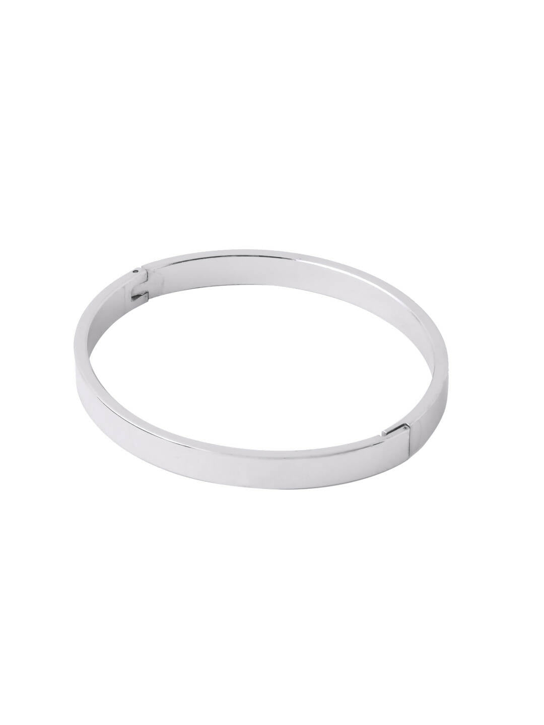 NVR Men's Silver Metal Interlock Kada Bracelet - Distacart