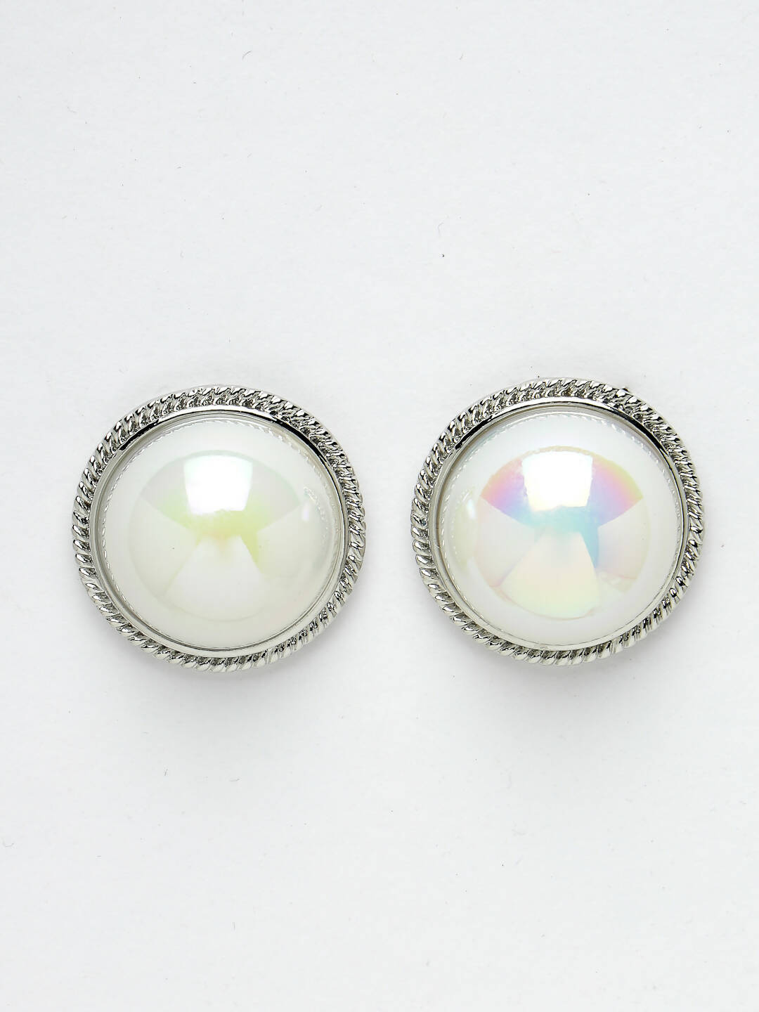 NVR Women's Silver Plated Circular Stud Earrings - Distacart