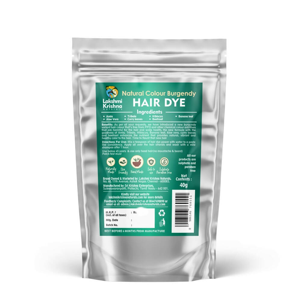 Lakshmi Krishna Naturals Colour Burgundy Hair Dye - Distacart