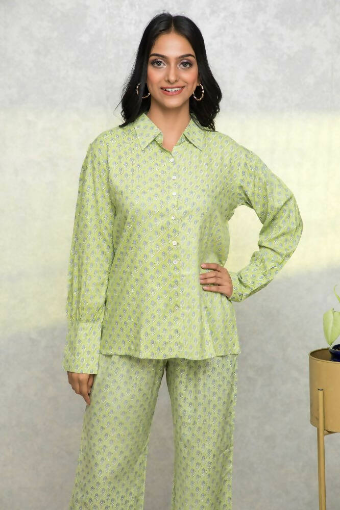 Myshka Women Green Printed Co-Ords - Distacart