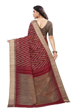Vamika Red Linen Designer Saree (BEE RED)