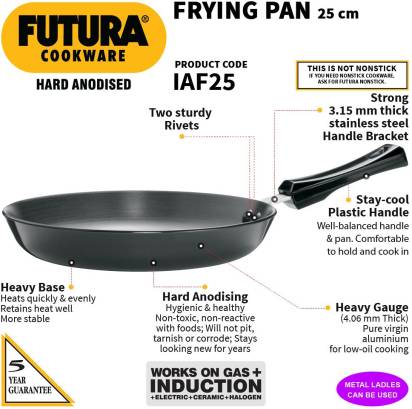 Hawkins Futura Hard Anodised Frying Pan 25 cm Diameter 1 L (IAF25) - Distacart
