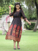 Thumbnail for Juniper Black Georgette Festive Printed A-Line Dress For Women - Distacart
