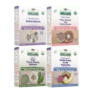 TummyFriendly Foods Organic Certified Stage3 Sprouted Porridge Mixes Combo - 4 Packs With Oats for 8 Months Old Baby - Distacart