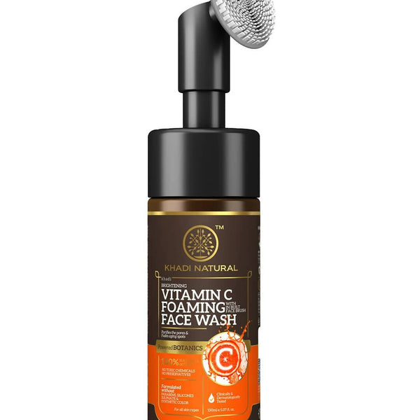 Khadi Natural Vitamin C Foaming Face Wash with In- Built Face Brush - Distacart