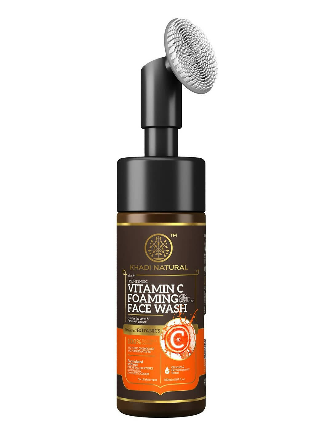 Khadi Natural Vitamin C Foaming Face Wash with In- Built Face Brush - Distacart