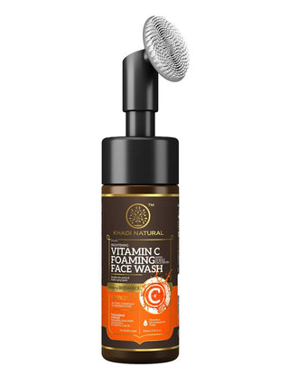 Khadi Natural Vitamin C Foaming Face Wash with In- Built Face Brush - Distacart