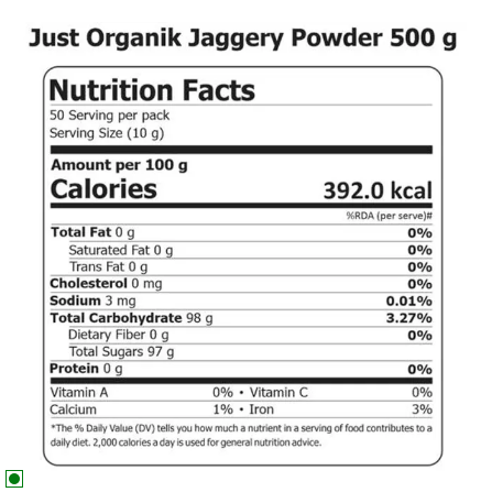 Just Organik Jaggery Powder (Shakkar) - Distacart