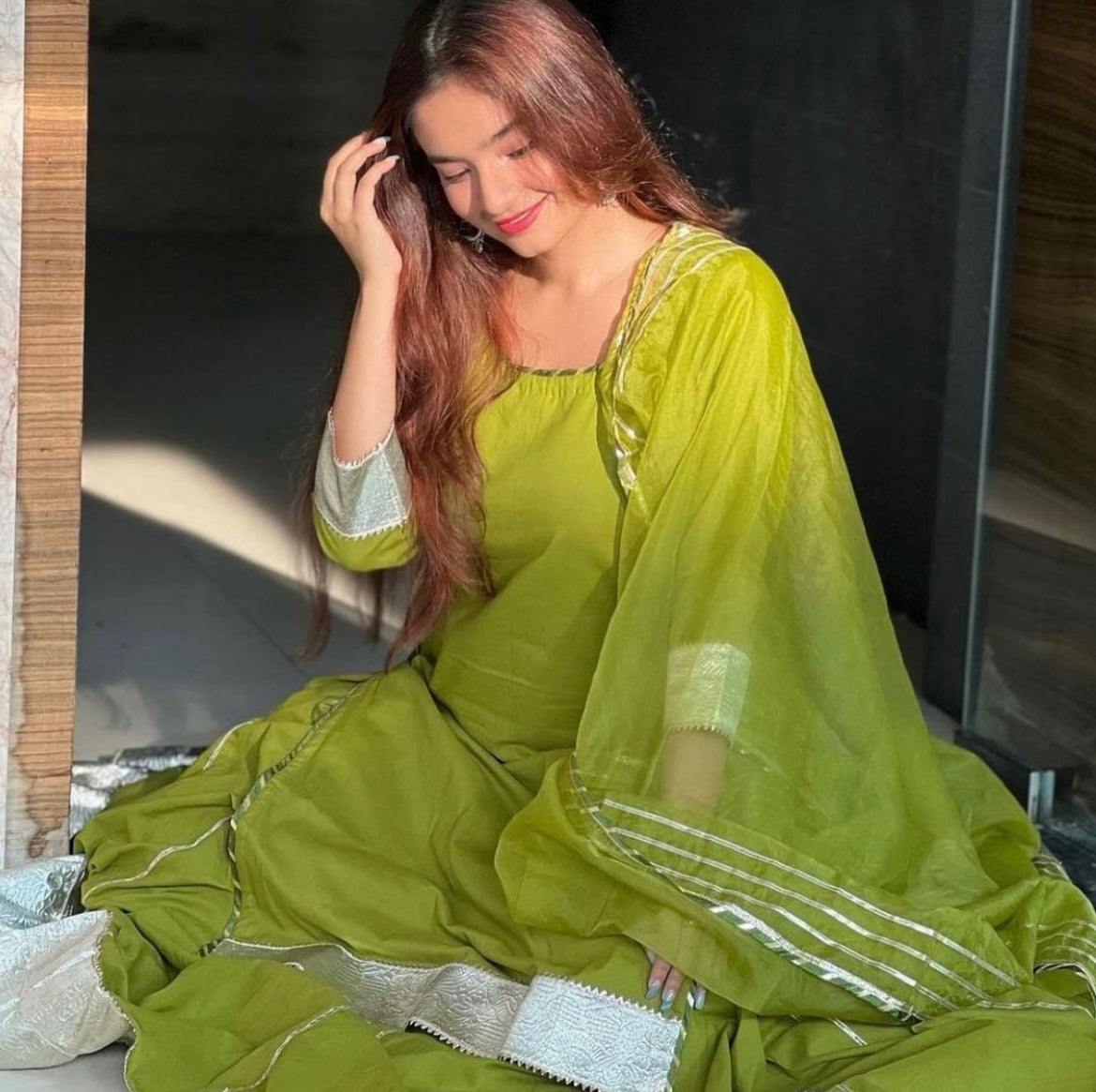 Pomcha Jaipur Falguni Green Long Kurta Skirt Set - Distacart