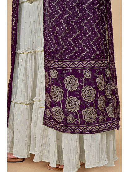 Myra Purple Jacket Style Sharara Suit - Distacart