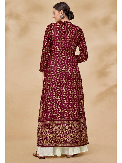 Myra Maroon Jacket Style Sharara Suit - Distacart