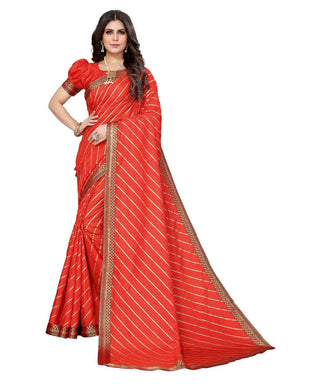 Vamika Dola Silk Red Lace Border Bollywood Style Saree (SUCHI RED) - Distacart