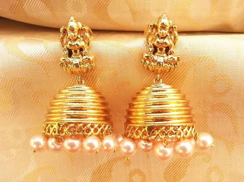 Gold Plated Temple Jhumkas