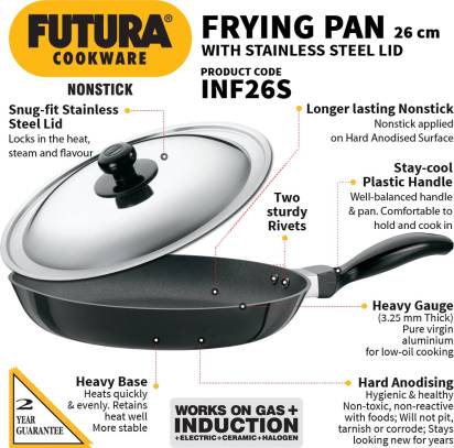 Hawkins Futura Non-stick Frying Pan 26 cm Diameter with Lid 1 L (INF26S) - Distacart