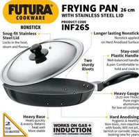 Thumbnail for Hawkins Futura Non-stick Frying Pan 26 cm Diameter with Lid 1 L (INF26S) - Distacart