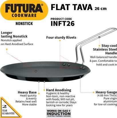 Futura IQ45 Flat Griddle Tava, 10-Inch