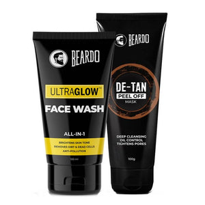 Beardo Ultraglow Face Wash & De-Tan Peel Off Mask Combo - Distacart