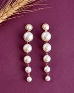 Thumbnail for VOJ Women Gold Tone Pearl Stainless Steel Drops & Danglers Earrings - Distacart