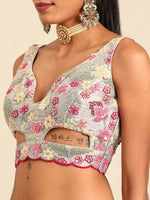 Thumbnail for House of Panchhi Grey Organza Sequins and Zarkan embroidery Lehenga choli & Dupatta - Distacart