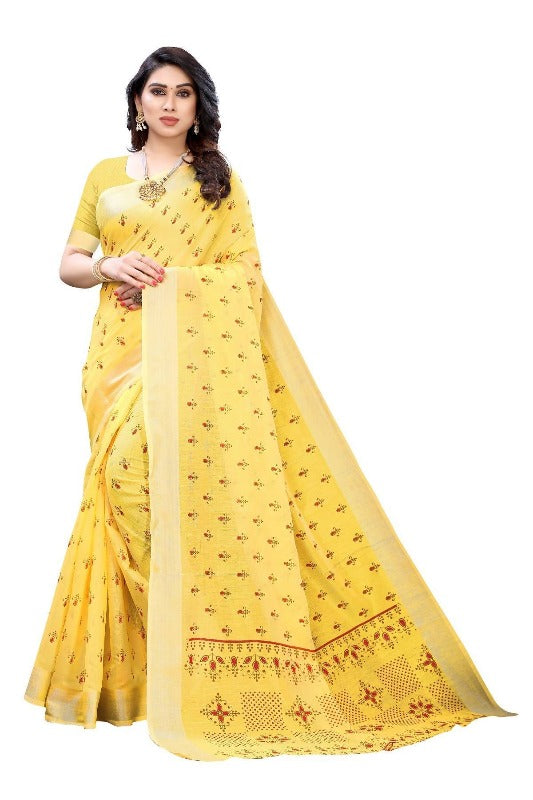 Vamika Yellow Chanderi Designer Saree (DIYA YELLOW)	