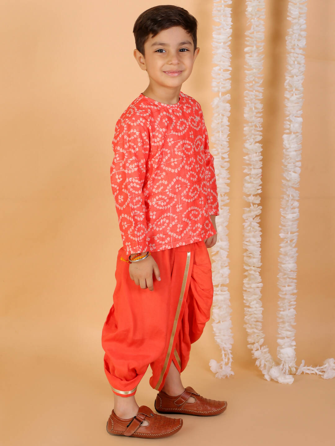 Lil Drama Boys Kurta Dhoti Set - Orange - Distacart