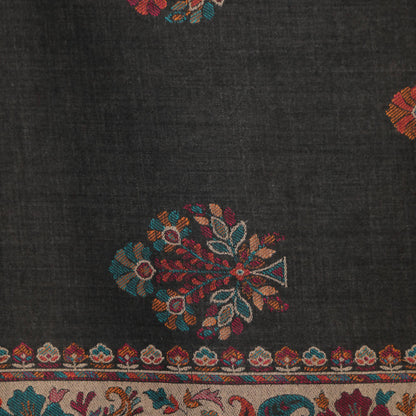 Nizalia Cashmere Fine Wool Grey Kani Doordar Shawl