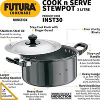 Thumbnail for Hawkins Futura Non-stick Stewpot 20 cm Diameter 3 L with Lid (INST30) - Distacart