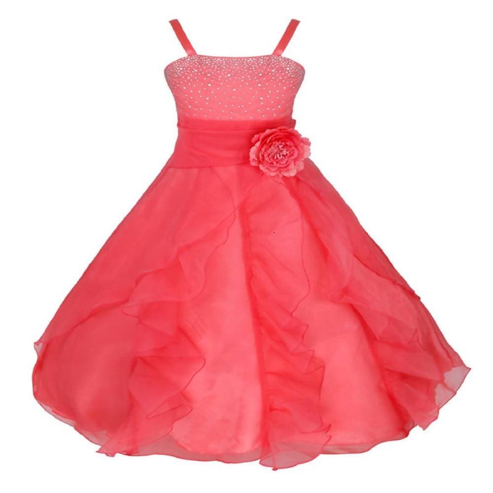 Asmaani Baby Girl's Peach Colour Satin A-Line Maxi Full Length Dress (AS-DRESS_22086) - Distacart
