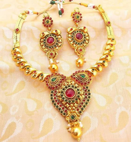 Multicolor Kemp Antique Necklace Set For Women