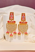 Thumbnail for Traditional Gold-Plated Meenakari Red Jhumka Jhumki Earrings By House of Ree - Distacart