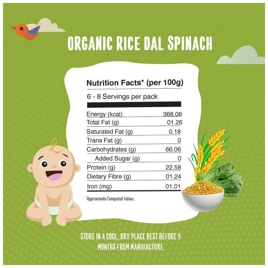 Timios Organic Rice Dal Spinach Porridge Nutrition Facts