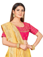 Thumbnail for Mimosa Women's Semi-Stitched Art Silk Yellow Lehenga Choli with Dupatta - Distacart