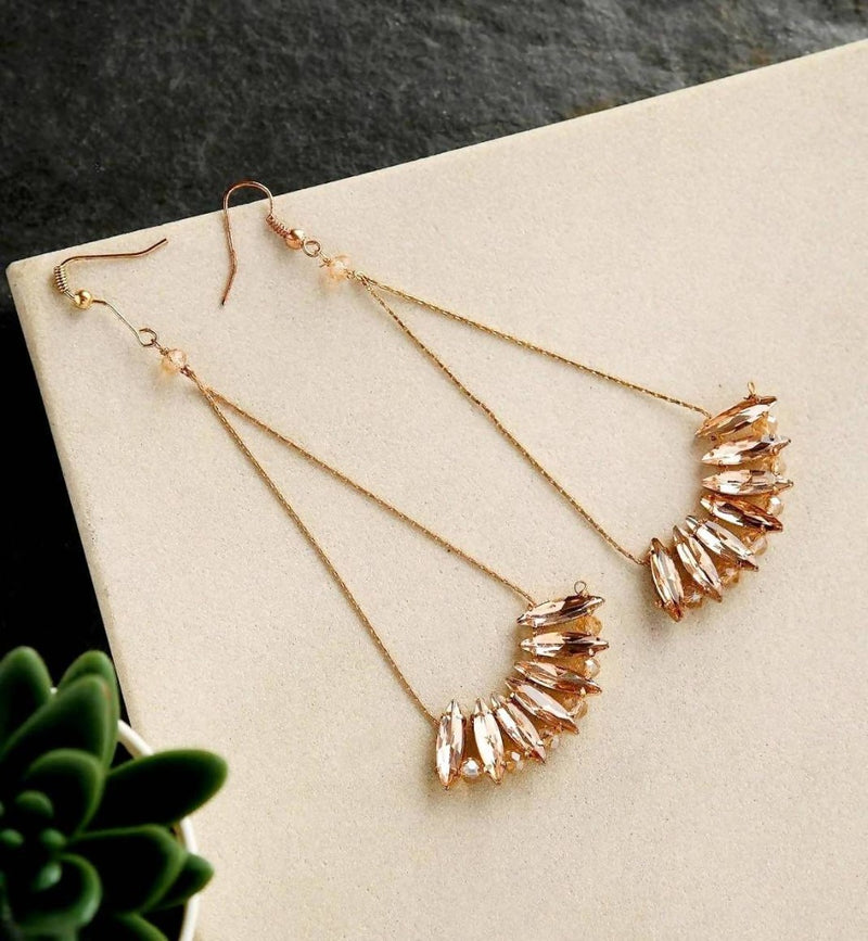 Bling Accessories Metallic Chain And Glass Crystal Earrings