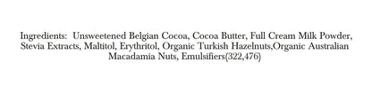 Zevic Belgian Couverture Chocolate with Organic Turkish Hazelnuts and Australian Macadamia Nuts