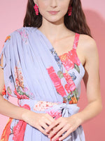 Thumbnail for Myshka Women's Grey Floral Printed Empire Dress - Distacart
