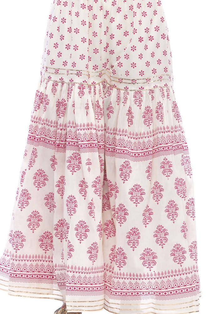 Mominos Fashion Cotton Block Print With Lace Work Off White Maroon Color Prints Palazzo - Distacart