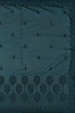 Thumbnail for Teal Georgette Embroidered and Stone Work Saree with Unstitched Blouse Piece - Roozal - Distacart