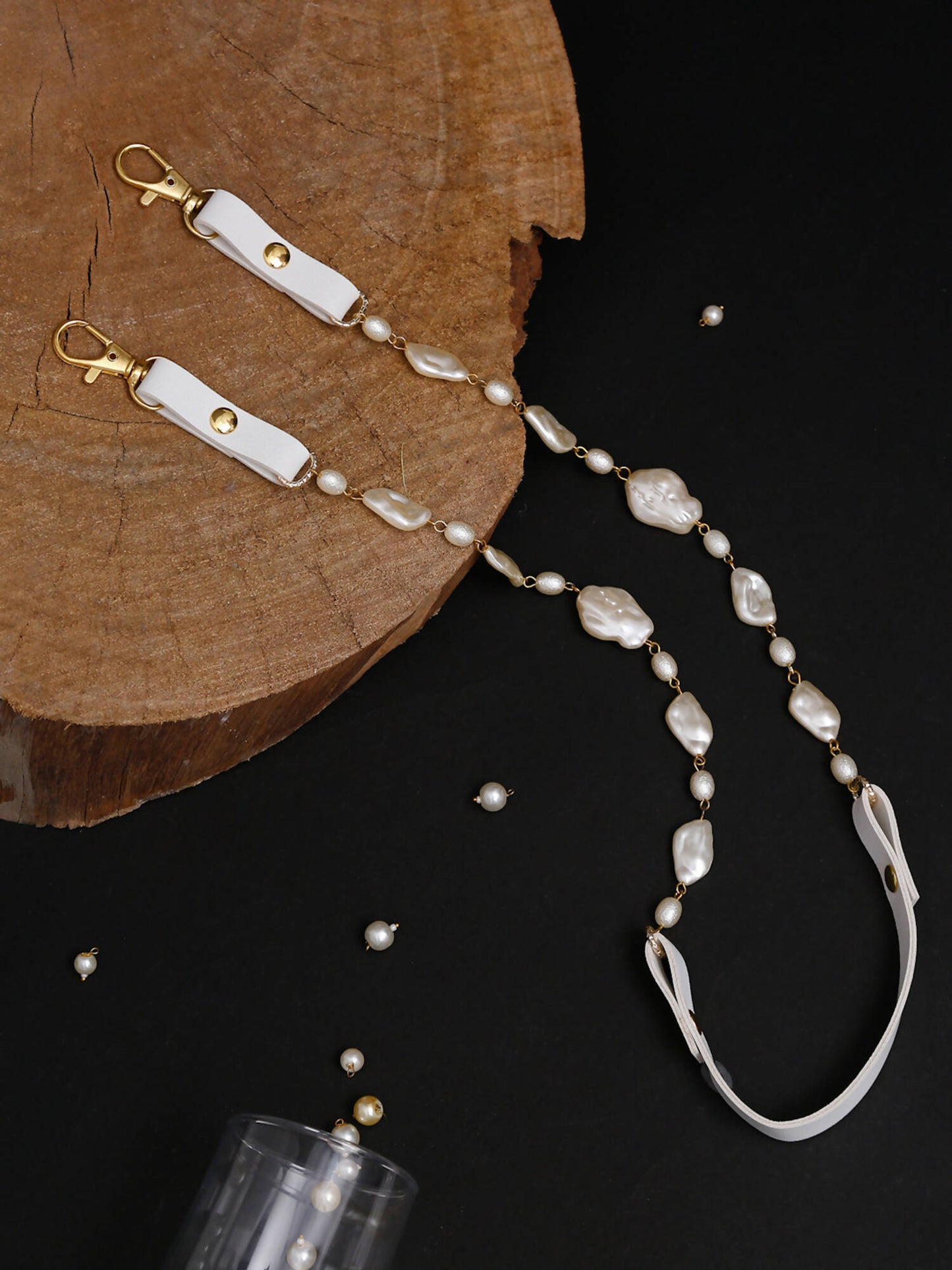 Women's White Mother Of Pearl Mask Chain - Ruby Raang - Distacart