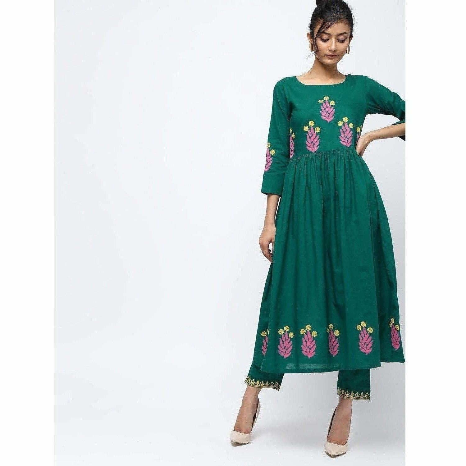 Cheera Pintuck A-Line Block Print Kurta